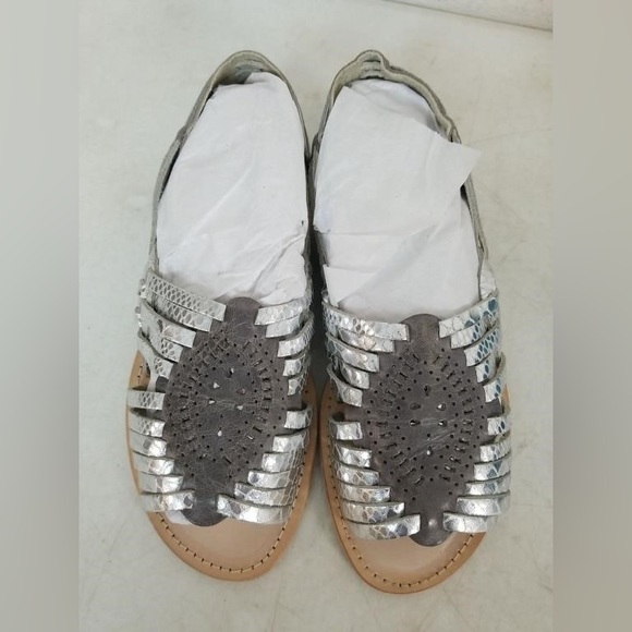 Seychelles Womens Woven Leather Sling Back Flats Sandals silver Size 10M - new - Picture 4 of 10